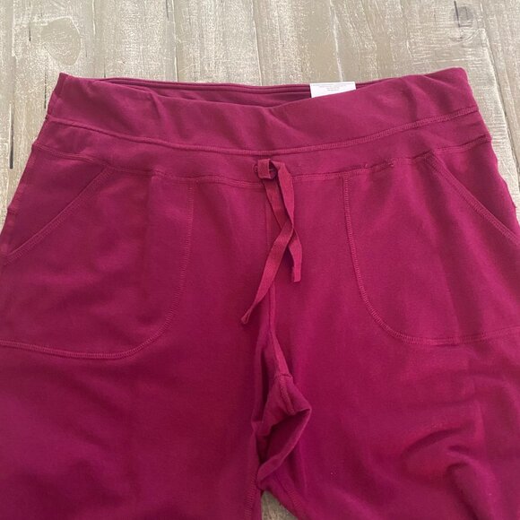 St. John's Bay Active Pants Women's Large Rose Wine French Terry Straight Leg - Picture 4 of 7